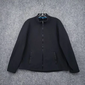 Lands End Sweater Boys XL 18 Youth Black Fleece Full Zip Mock Neck Long Sleeve - Picture 1 of 11