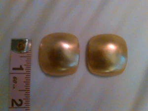 Signed Clara Studio Clip On Square Earrings Brushed Gold Tone Modernist:FABULOUS - Picture 1 of 3