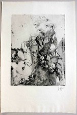 !! HORST JANSSEN - !!   RADIERUNG 1973 - "GLAS MIT TROCKENEN ROSEN"