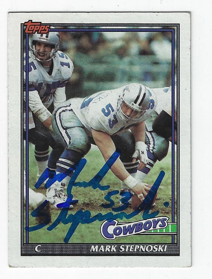 Autographed MARK STEPNOSKI Dallas Cowboys 1991 Topps Football Card #356 COA - Image 1 of 1