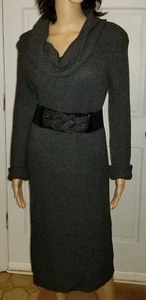 Jones New York Collection Cowl Neck Long Sleeve Sweater Dress Sz M Charcoal gray - Picture 1 of 6