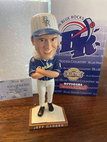 Jeff Garber Wilmington Blue Rocks Bobblehead  Rare SGA 2006 W Stub Royals Cover