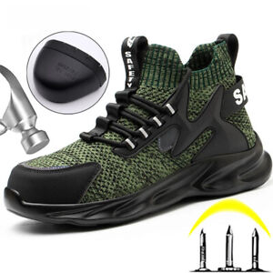 Men Safety Work Shoes Puncture-Proof Boot Steel Toe Indestructible Sneaker Green