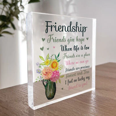 RED OCEAN Friendship Best Friend Gifts Acrylic Plaque Birthday Christmas Gift For Friend