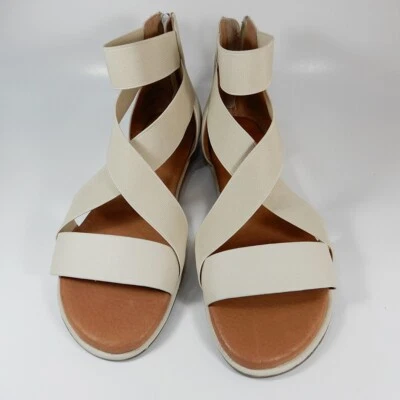 Gentle Souls Break Flat SANDALS Size 11 Elastic Stone Cream Ankle Strap NEW $170 - Image 1 of 4