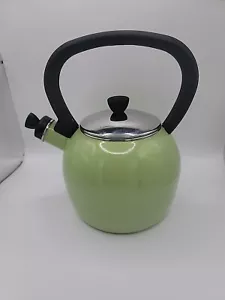 Copco Tea Kettle Avacodo Green 2 QT Whistling Stainless Steel Enamel Wilton - Picture 1 of 10