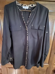 Calvin Klein Black Shirt With Animal Print Styling Sz L - Picture 1 of 4