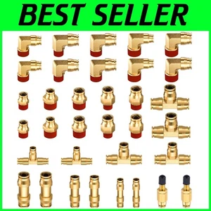 34 Pcs Brass Push-to-Connect Air Brake Line Fittings for Semi Trucks & More - Foto 1 di 10