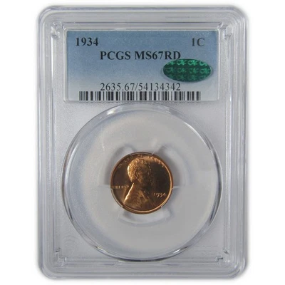 1934 Lincoln Wheat Cent MS 67 RD PCGS CAC Uncirculated SKU:I23347 - Image 1 of 4