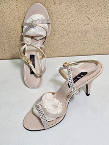 Nina Damenschuhe Größe 6, 6,5 BIEGE Knöchelriemen mit Ledersohle Pumps Sandale Absatz - Bild 1 von 7