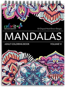 Libro para colorear Colorit Mandalas Volumen VI encuadernado en espiral para adultos con 50 mandalas Patt - Imagen 1 de 7