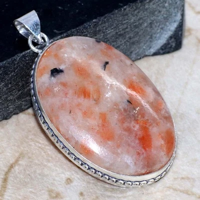 Colgante enchapado en plata 925 Sunstone de 2,2" imprescindible joyería GW Foto 1 de 3