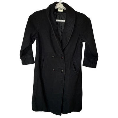 Trench coat vintage anos 90 Mario De Pinto DB lã preto academia minimalista masculino 2x - Imagem 1 de 4