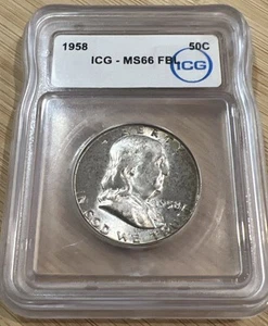 1958 Franklin Half Dollar MS66 FBL ICG - Picture 1 of 4