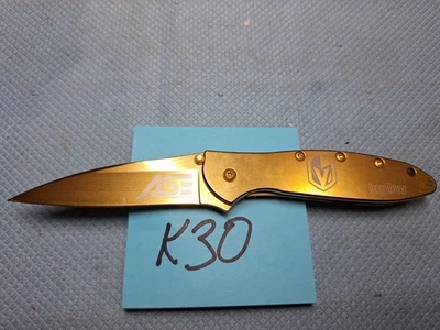 1 Kershaw Leek 1660G   FLIPPER   A/O 24K Gold Plated Pocket Knife    Loc K30 - Image 1 of 4