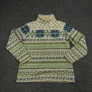 L.L.Bean Pullover Damen XS blau grün Fair Isle Snowflake Mock Neck Pulli - Bild 1 von 7