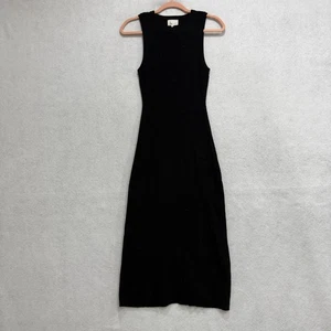 a. ren Dress Womens Small Black Ribbed Knit Sweater Midi Back Slit Sleeveless - Picture 1 of 9