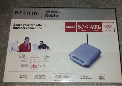 Belkin Wireless G Router F5D7230-4 400FT Range NIB NEW - Image 1 of 3