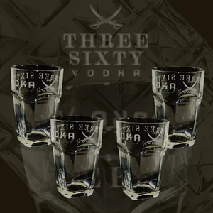 4 THREE SIXTY VODKA GLÄSER SET Longdrinkgläser eckig Glas Shotgläser Wodka 0,3 L - Bild 1 von 7