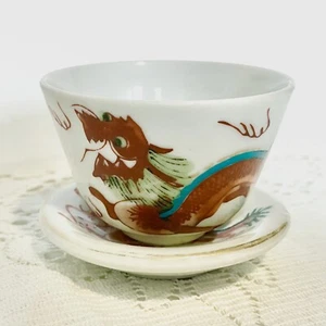 Handbemalte rote Drache Teetasse und Untertasse, Made in Japan - Bild 1 von 6
