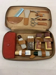 Vtg Mens “English Leather” Leather Grooming Travel Toiletry Kit ~ West Germany - Picture 1 of 12