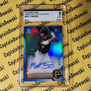 Matt Fraizer 2022 Bowman #058/150 cromo prospecto autógrafos refractor azul automático - Imagen 1 de 4