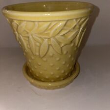 RARE 1940s NM NELSON McCOY POTTERY HOBNAIL & LEAVES FLOWER POT & ATTACHED SAUCER