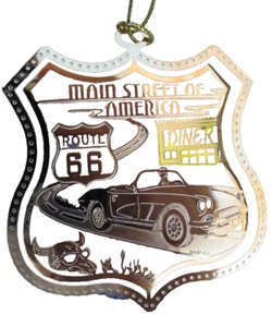 Route 66 - Main Street USA - Christmas Ornament Golden Finish - Picture 1 of 4