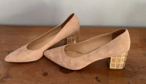 Brian Atwood Karina Beige Suede Pumps Size 8-1/2 - Picture 1 of 7
