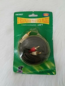 Cable de extensión de audio y video enchufe macho 25 ft AV 2 RCA a 2 RCA nuevo KW3657 - Imagen 1 de 3