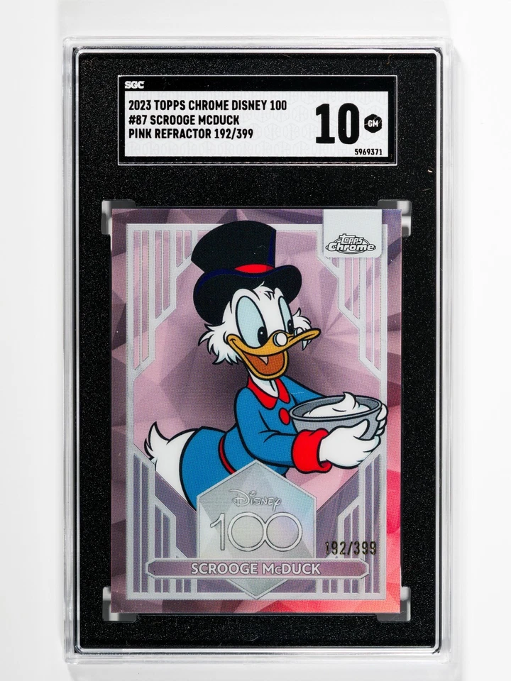 2023 Topps Chrome Disney 100 SCROOGE MCDUCK #87 PINK 192/399 SGC GEM MINT 10 - Image 1 of 2