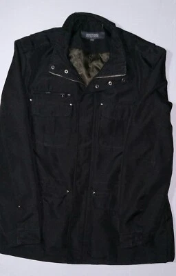 Chaqueta Abrigo Kenneth Cole Reaction Para Hombre Grande Forrada Negra Poliéster Cremallera Frontal Foto 1 de 4