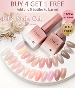 CANNI® HEMA Free Nail Gel Polish Cateye Jelly Nude Glittered 9ml UV LED Soak Off - Picture 1 of 268