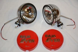 CHROME 6" Baja KC Style Off Road Lights 130W truck jeep Red Covers 4X4  - Picture 1 of 3
