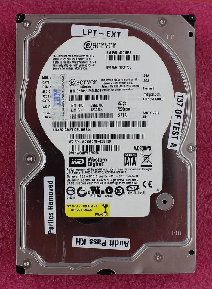 39M3703 - IBM 250GB 7200rpm SATA 3.5 inch Hard Drive - Image 1 of 1