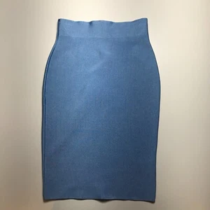 WOW Couture Skirt Womens Small Light Blue Bodycon Body Hugging Knit High Rise - Picture 1 of 14