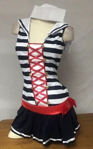 S UK 10 Sailor Stripey Dress Nautical Cosplay Costume Leg Avenue - Picture 1 of 5
