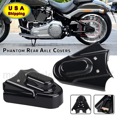 Black Phantom Rear Axle Covers For Harley Softail Custom FXSTC 1986–1999 FXST - Image 1 of 4