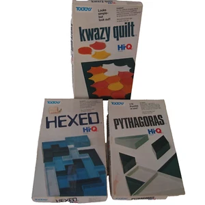 Vintage puzzle games x3 TolToys Hi-Q Hexed, Kwazy Quilt & Pythagoras - Picture 1 of 7