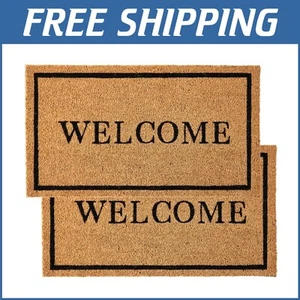 Heavy Duty Welcome Doormat 17x30 - Stain Resistant Coir & Rubber Backing - Picture 1 of 11