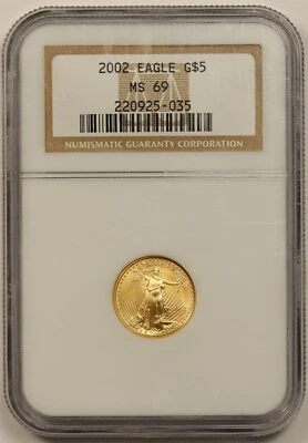 2002 Gold Eagle $5 NGC MS 69 (Tenth-Ounce) 1/10 oz Fine Gold  - Image 1 of 4