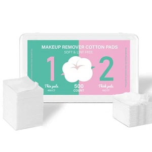 Square Cotton Pads for Face (500 Count) - 100% Pure Cotton, Soft Lint-Free Ma... - Picture 1 of 6