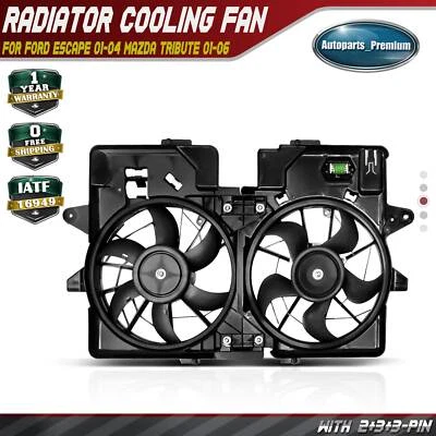 Conjunto de ventilador de refrigeração duplo com resistor para Ford Escape 01-04 Mazda Tribute 01-06 - Imagem 1 de 4
