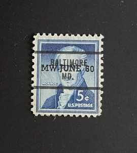 New York, NY Type 71 Precancel - 5 cents Monroe - U.S. #1038 - MW JUNE 60 use NY - Picture 1 of 1