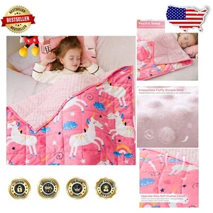 Reversible Crystal Velvet Weighted Blanket - Adorable Cartoon Designs, 5 lbs - Picture 1 of 9