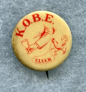 Portland OREGON Irwin Hodson Antiguo Pinback Botón K.O.B.E. Pollo CLUCK - Imagen 1 de 2