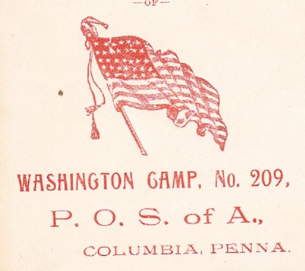 Patriotic Order Sons of America Flag Washington Camp Columbia PA 1904 Cover 6x - Image 1 of 1