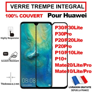 VITRE VERRE TREMPE INTEGRALE HUAWEI P30 Lite P20 P10 Mate 20 Pro COUVERT TOTAL - Photo 1/11