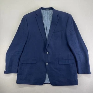 Lauren Ralph Lauren Leinen Blazer Jacke Herren 46 L Navy Blau 2-Btn Sport Mantel Arbeit - Bild 1 von 11