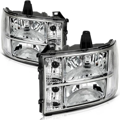 Conjunto de faros para GMC Sierra 2010-2014 carcasa cromada par de faros delanteros Foto 1 de 4